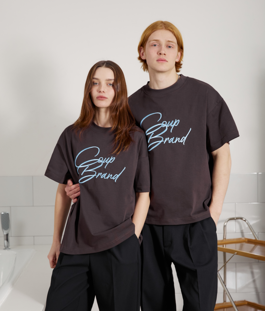 COUP BRAND T-SHIRT CB BROWN/SKY
