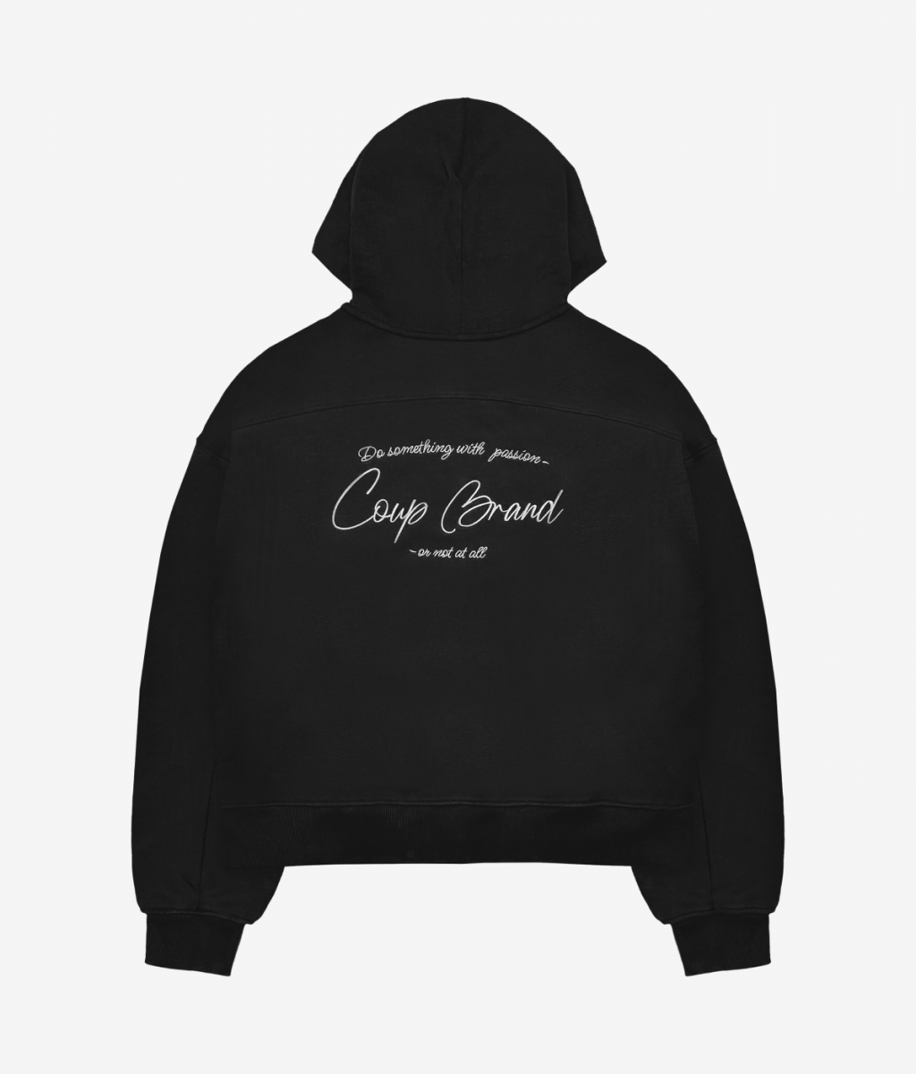 COUP BRAND ZIP HOODIE BASIC BLACK/CREAM
