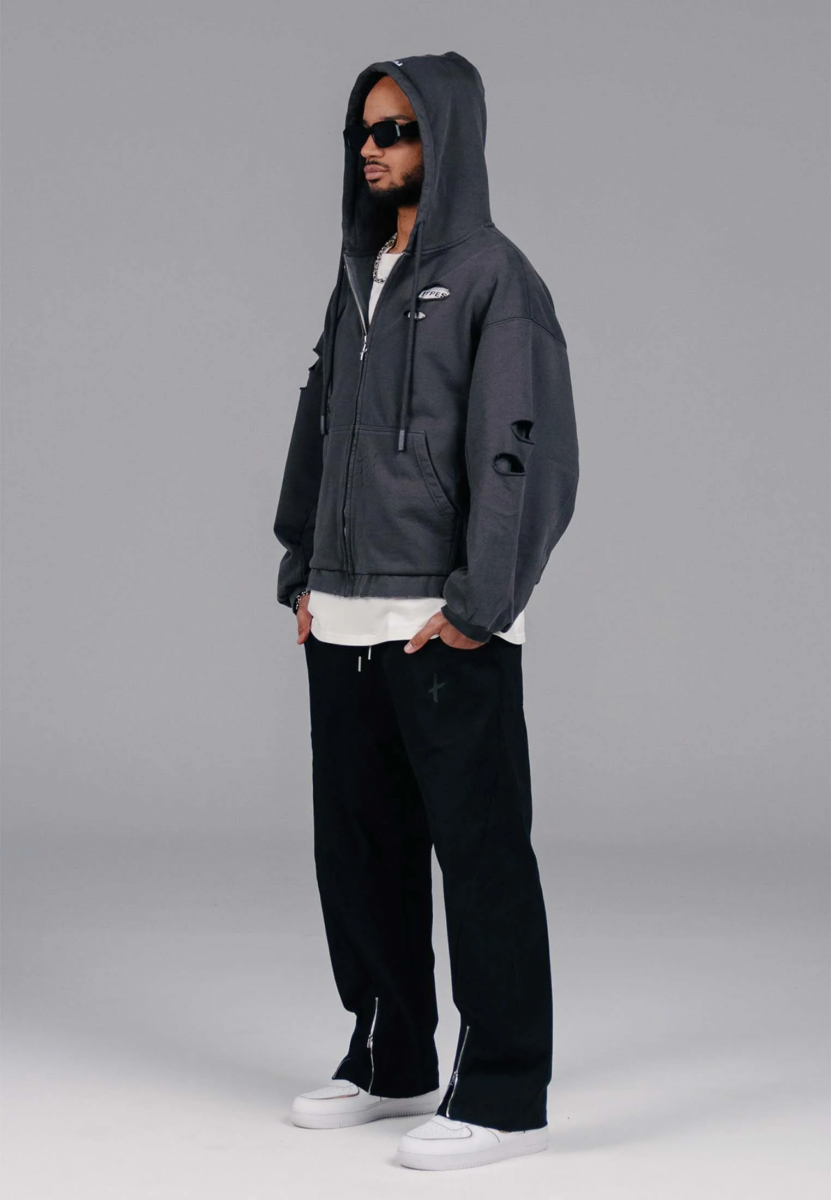 TYPES GRAY "ARMOR" ZIP-HOODIE