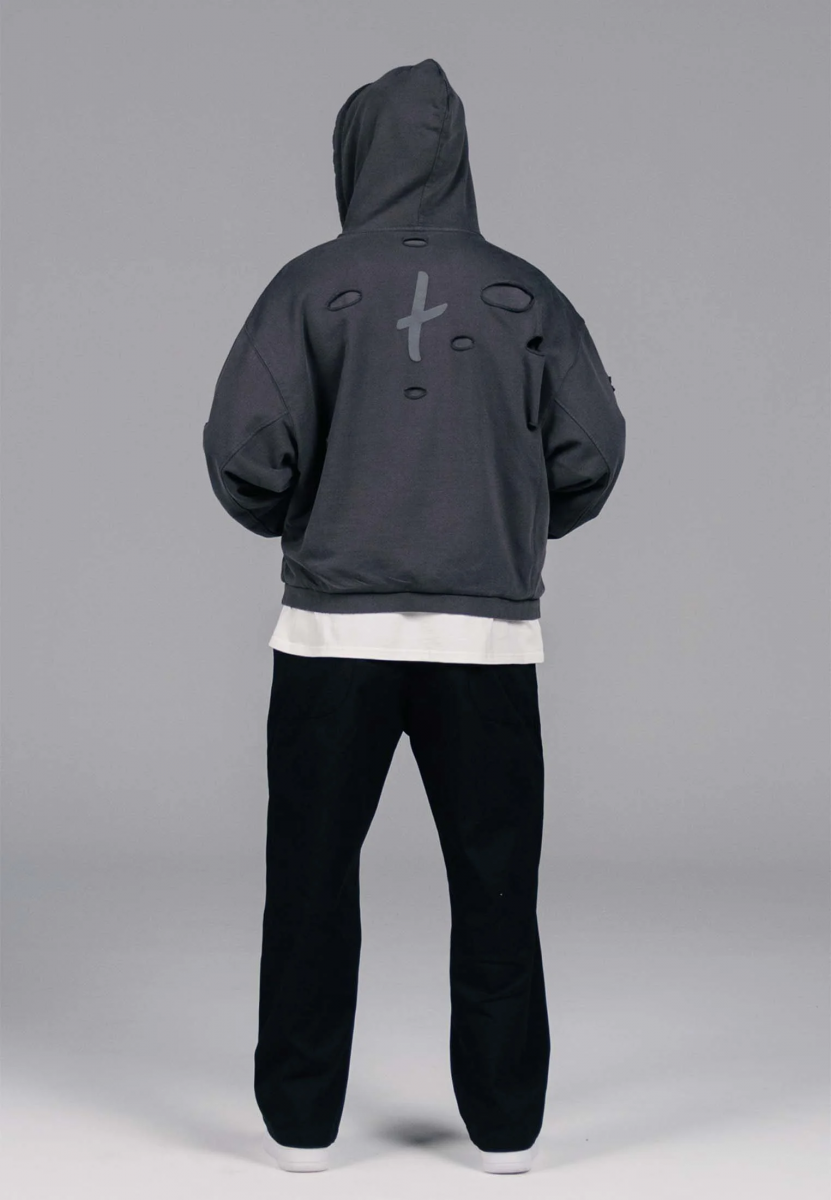 TYPES GRAY "ARMOR" ZIP-HOODIE
