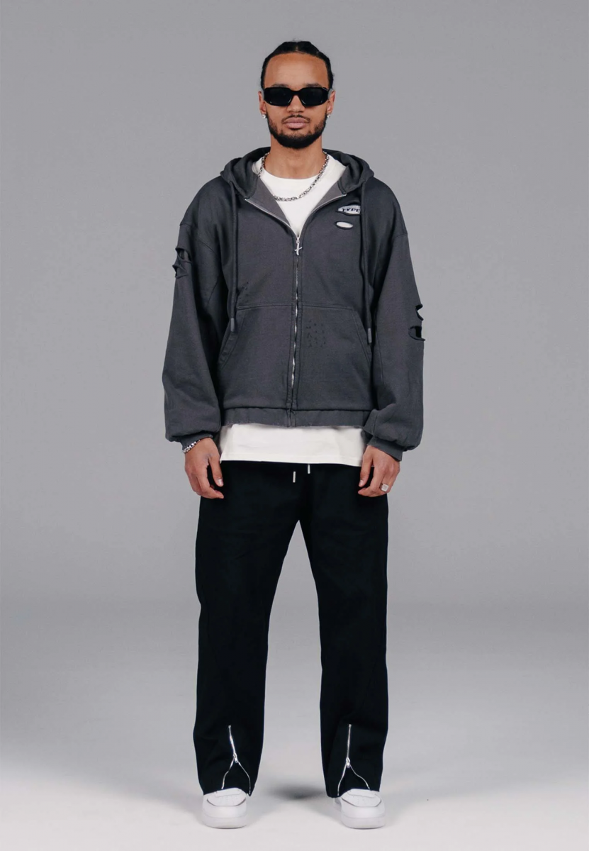 TYPES GRAY "ARMOR" ZIP-HOODIE