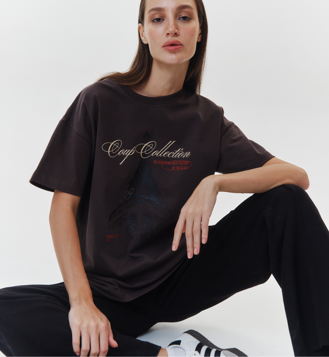 COUP BRAND T-SHIRT PARIS BROWN