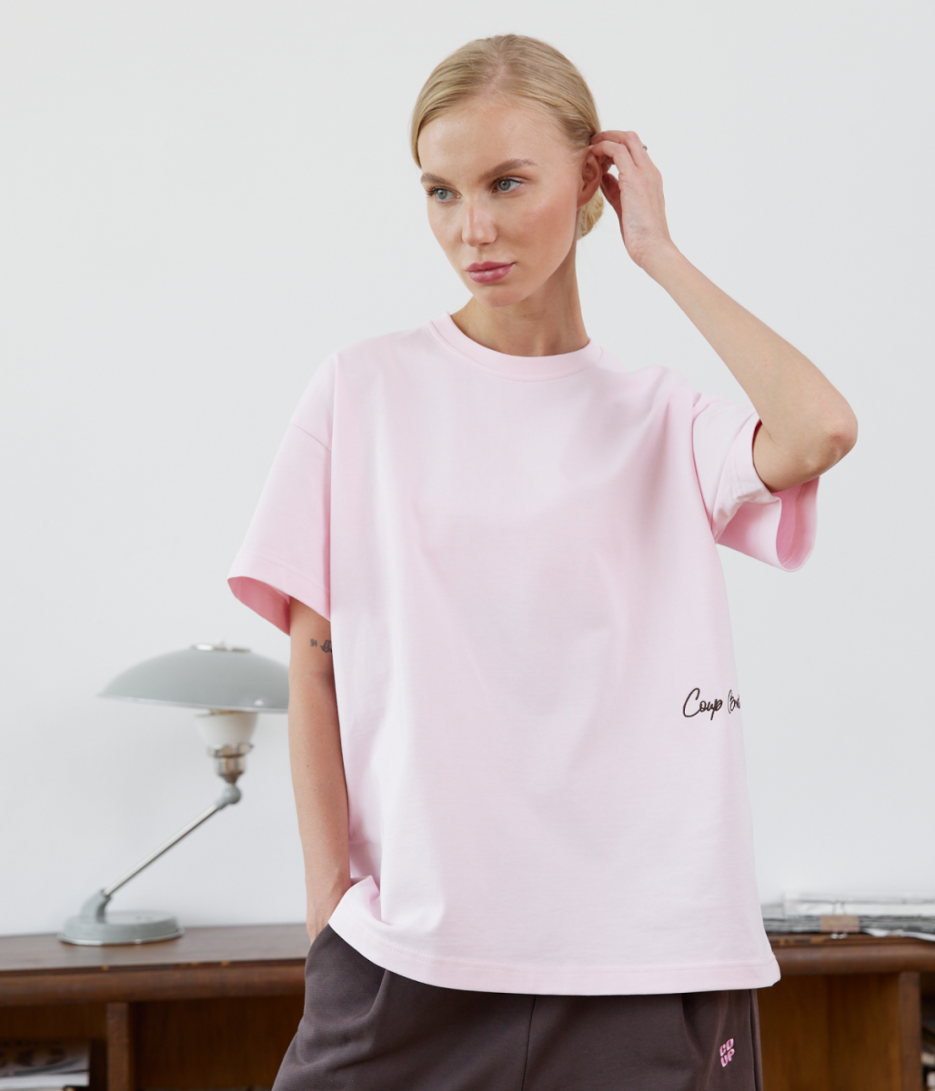 COUP BRAND T-SHIRT BASIC PINK/BROWN