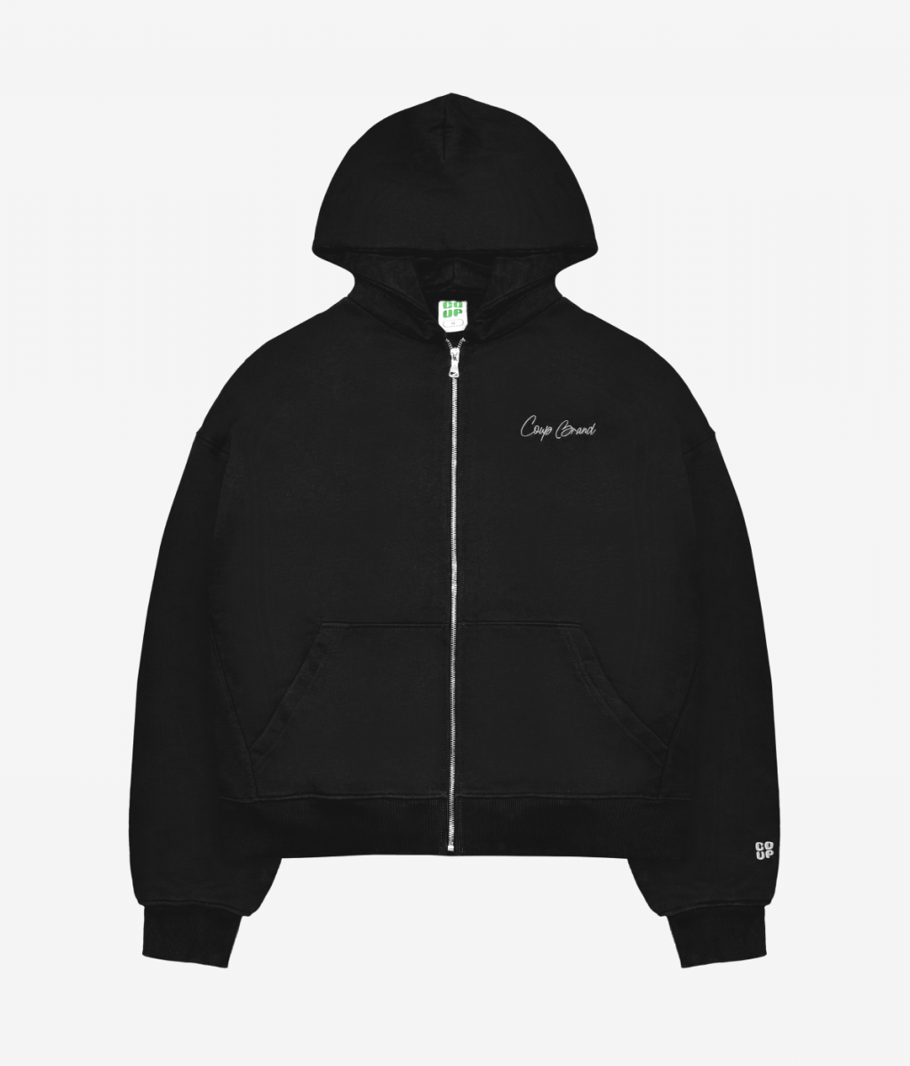 COUP BRAND ZIP HOODIE BASIC BLACK/CREAM