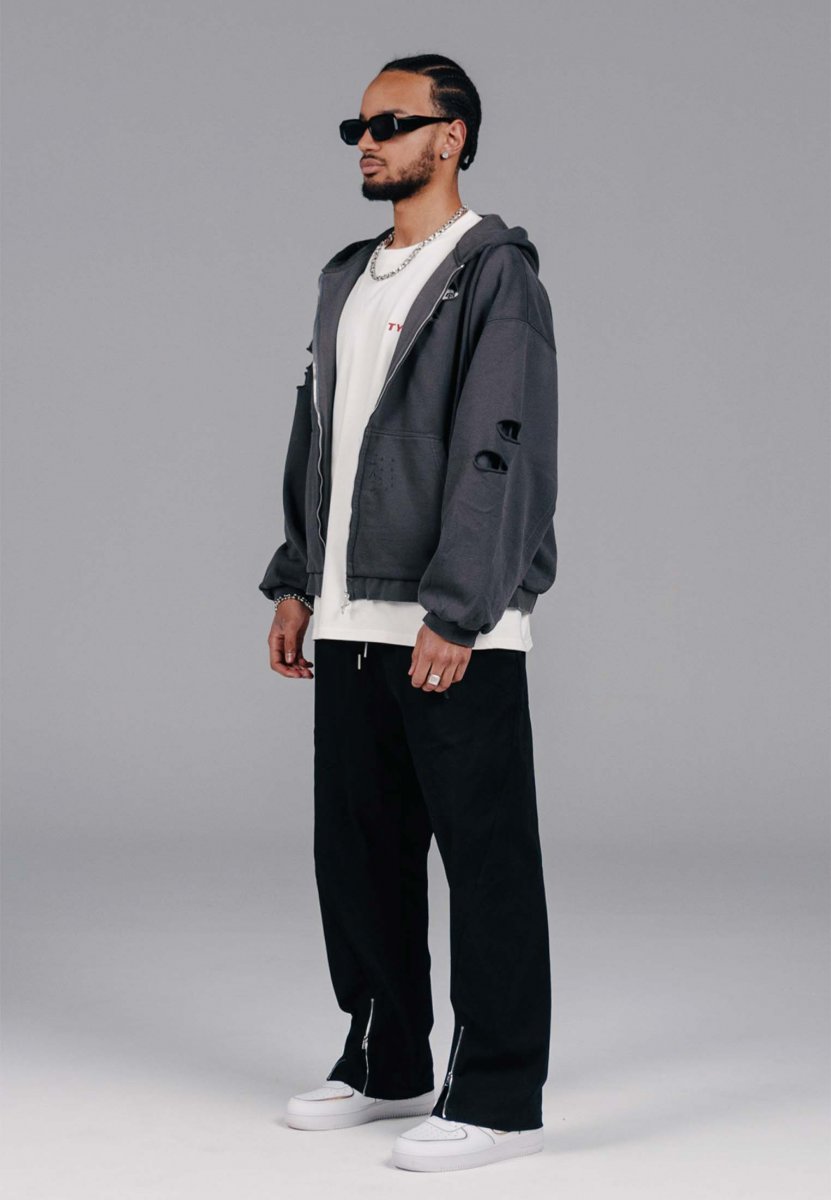 TYPES GRAY "ARMOR" ZIP-HOODIE