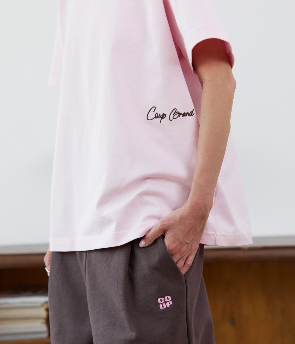 COUP BRAND T-SHIRT BASIC PINK/BROWN