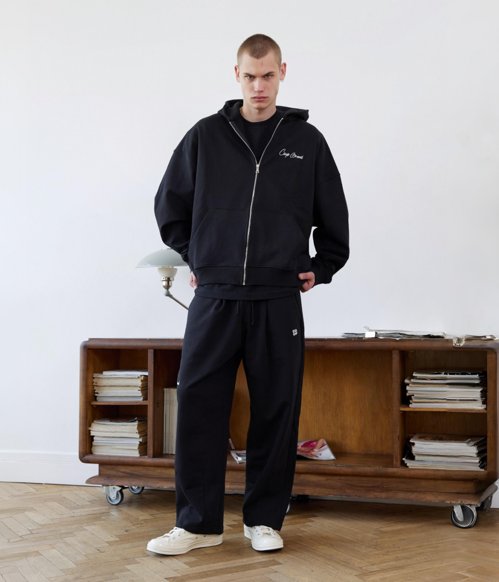 COUP BRAND ZIP HOODIE BASIC BLACK/CREAM